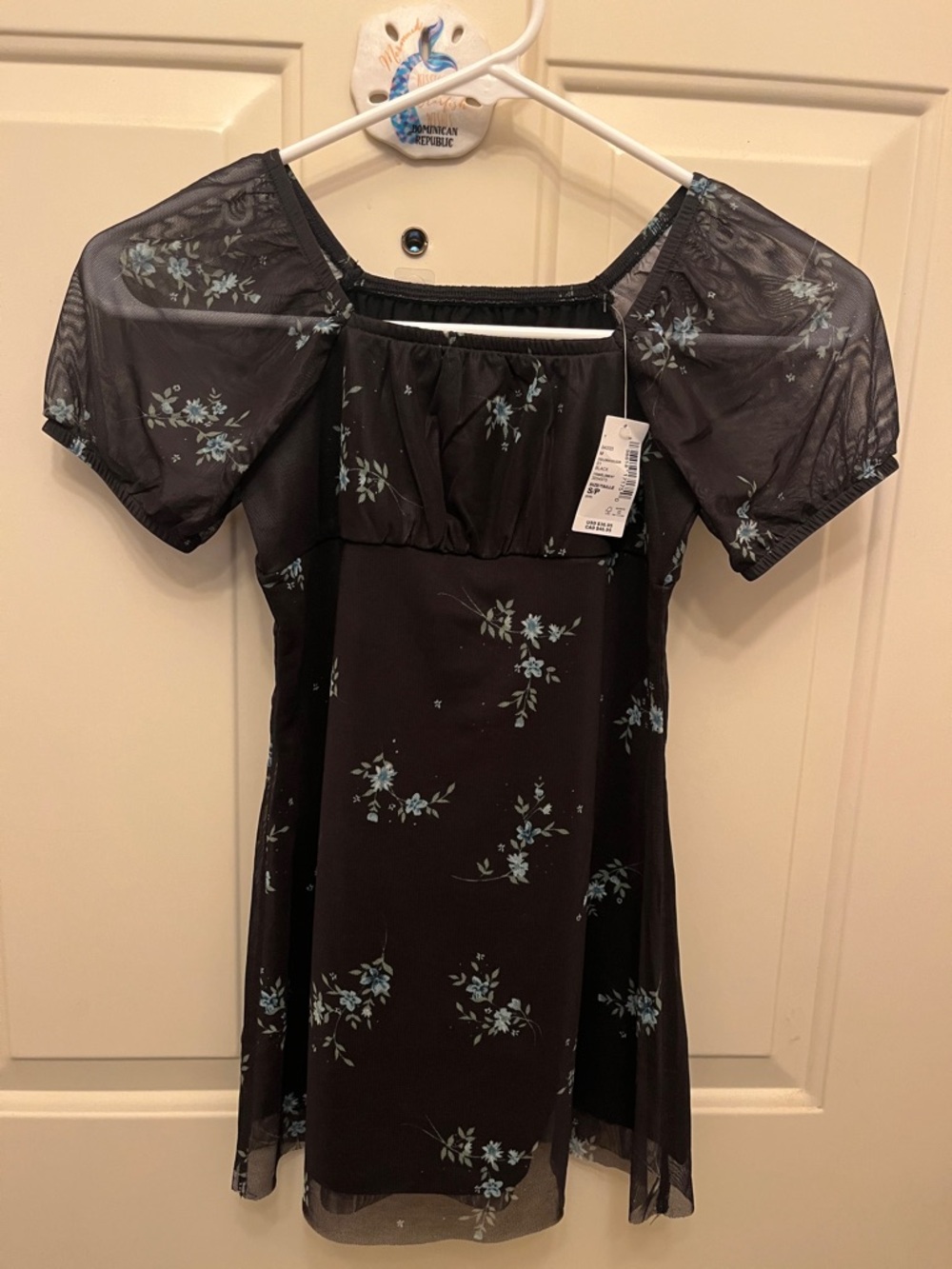 The Children's Place Black Dress with Light Blue Floral Print